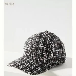 Anthropologie tweed baseball cap Anthropologie Tweed Plaid Beige Brown Orange Baseball Cap  main image 4